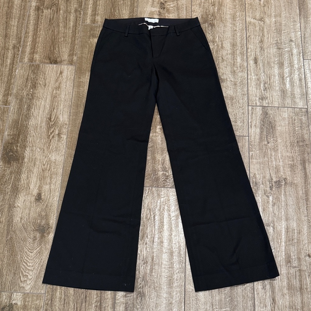 GAP Black Wide-Leg Trousers Sz 6 Long Stretch